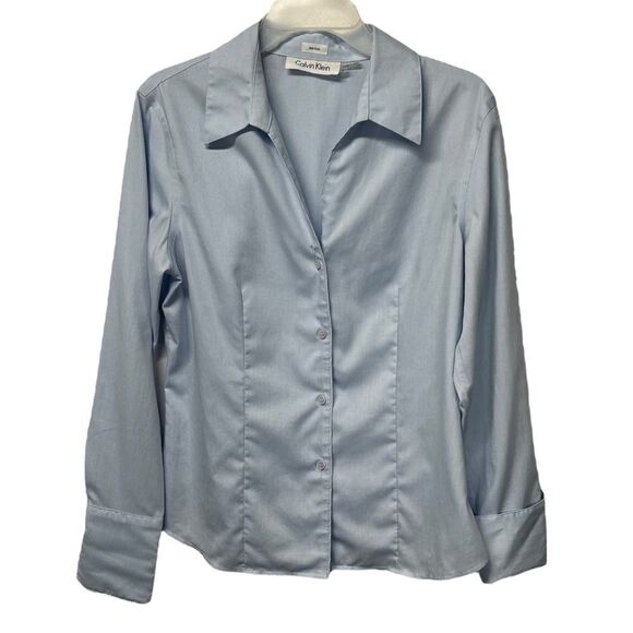 Calvin Klein Non Iron Light Blue Long Sleeve Button Down Dress Shirt Collar - Picture 1 of 5